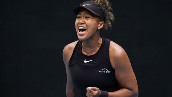 Naomi Osaka looking focused on the court