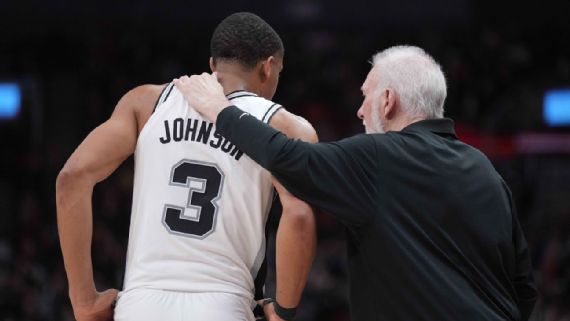Keldon Johnson and Gregg Popovich