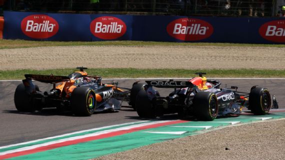 Max Verstappen overtakes Oscar Piastri Imola