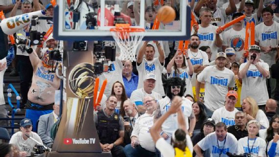 OKC superfan Thundor distracting an opponent
