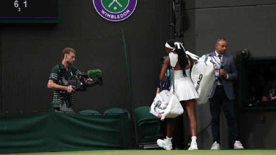 Coco Gauff em ação em Wimbledon
