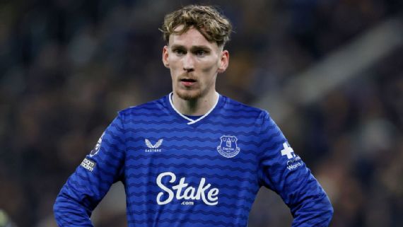 James Garner in action for Everton