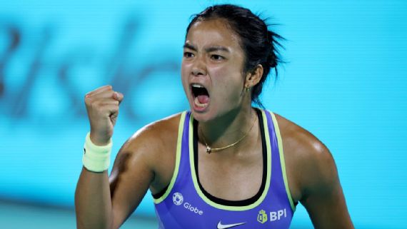 Alex Eala in action at the Mubadala Abu Dhabi Open