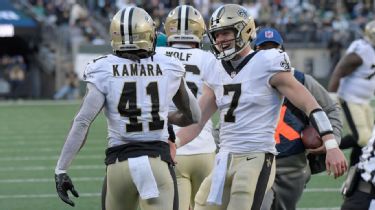 New Orleans Saints quarterback Taysom Hill throws a pass against the  Baltimore Ravens during the first half of an NFL preseason football game,  Saturday, Aug. 14, 2021, in Baltimore. (AP Photo/Nick Wass