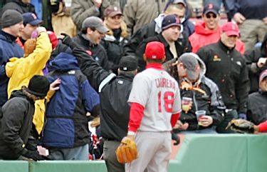 Red Sox outfielder's wife thinks he's 'crazy person' hollering at TV as fan  