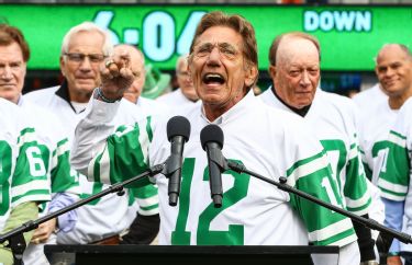 Former New York Jets lineman Dave Herman and Spokesman Joe Namath at, WireImage