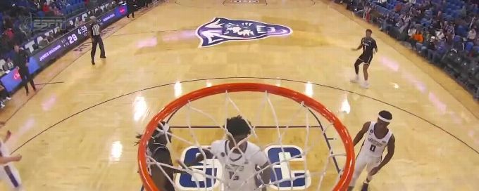 Lucas Taylor gets up for the beautiful slam dunk