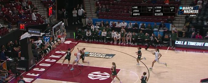 Deja Kelly heaves a long pass to Alyssa Ustby for UNC bucket