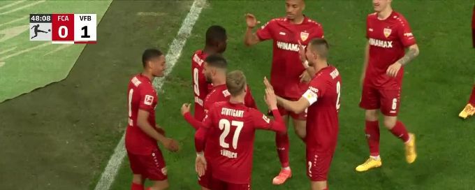Sehrou Guirassy slots in the goal for VfB Stuttgart