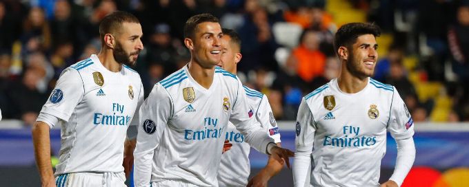 Ronaldo, Benzema braces as Real Madrid rout Apoel Nicosia