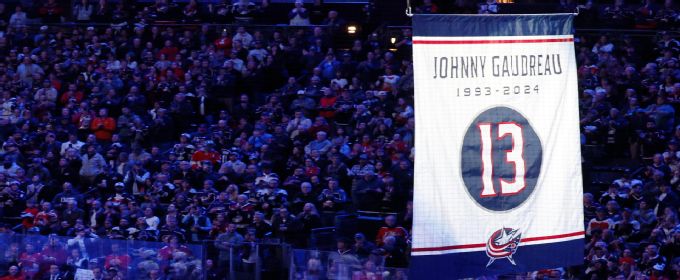 Blue Jackets raise banner in honor of Johnny Gaudreau