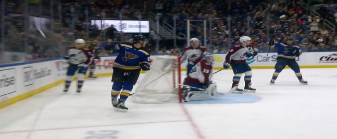 Dylan Holloway lights the lamp for Blues