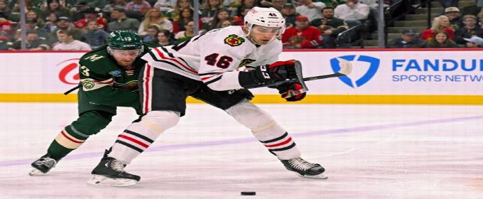 Blackhawks' Louis Crevier, Andrew Mangiapane sit out loss to Avs
