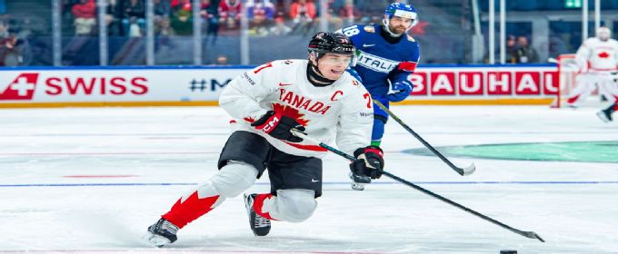 Macklin Celebrini nets 2 as Canada shuts out Italy at worlds