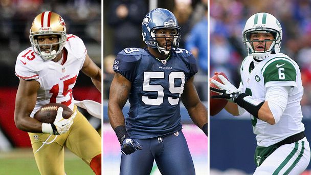 Michael Crabtree, Aaron Curry and Mark Sanchez 