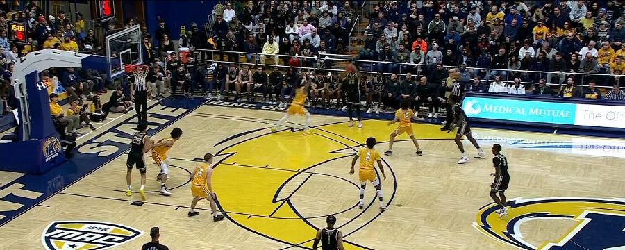 Mikal Dawson drills the nice 3 for Akron