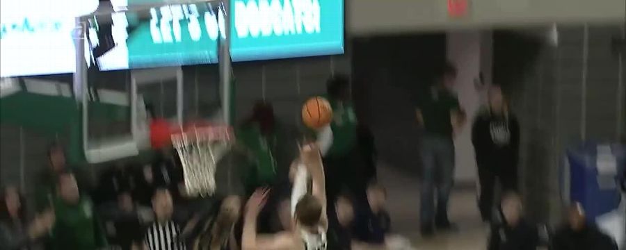 Aj Clayton with the massive swat at the rim