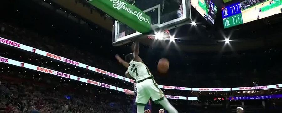 Jaylen Brown gets the steal and slam