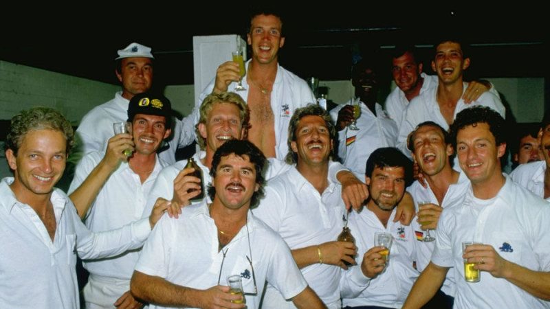 Graham Dilley Lights A Cigarette For Phil DeFreitas Australia