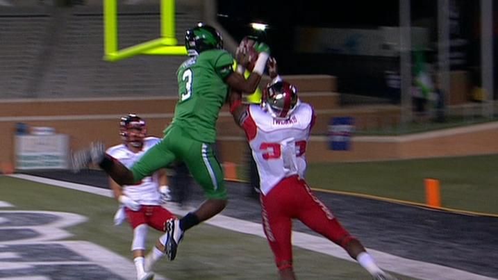 Mean Green Wr Makes Leaping Td Grab Espn Video 