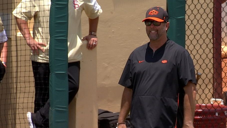 Oklahoma State chants playfully after coach hit by foul ball ESPN Video
