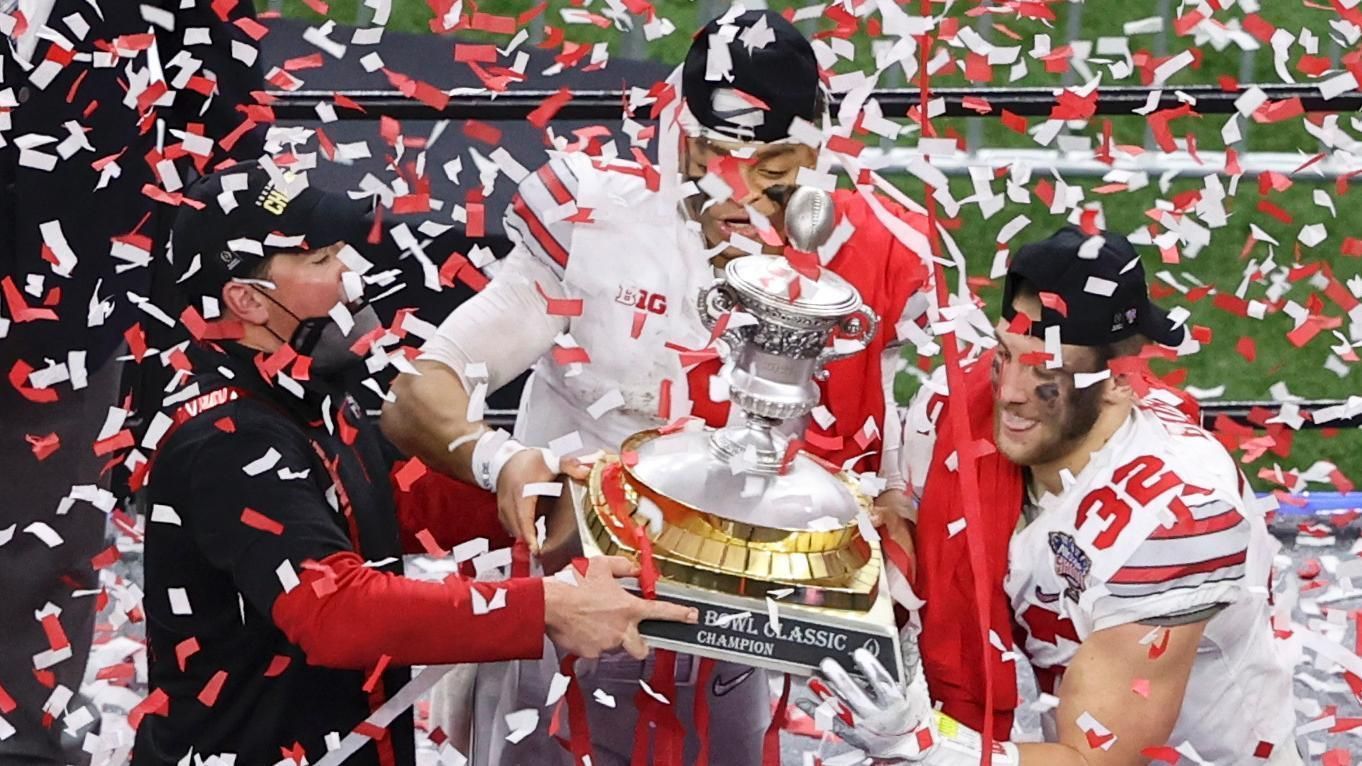 Sugar Bowl trophy so heavy, Ryan Day needs help of players to hoist