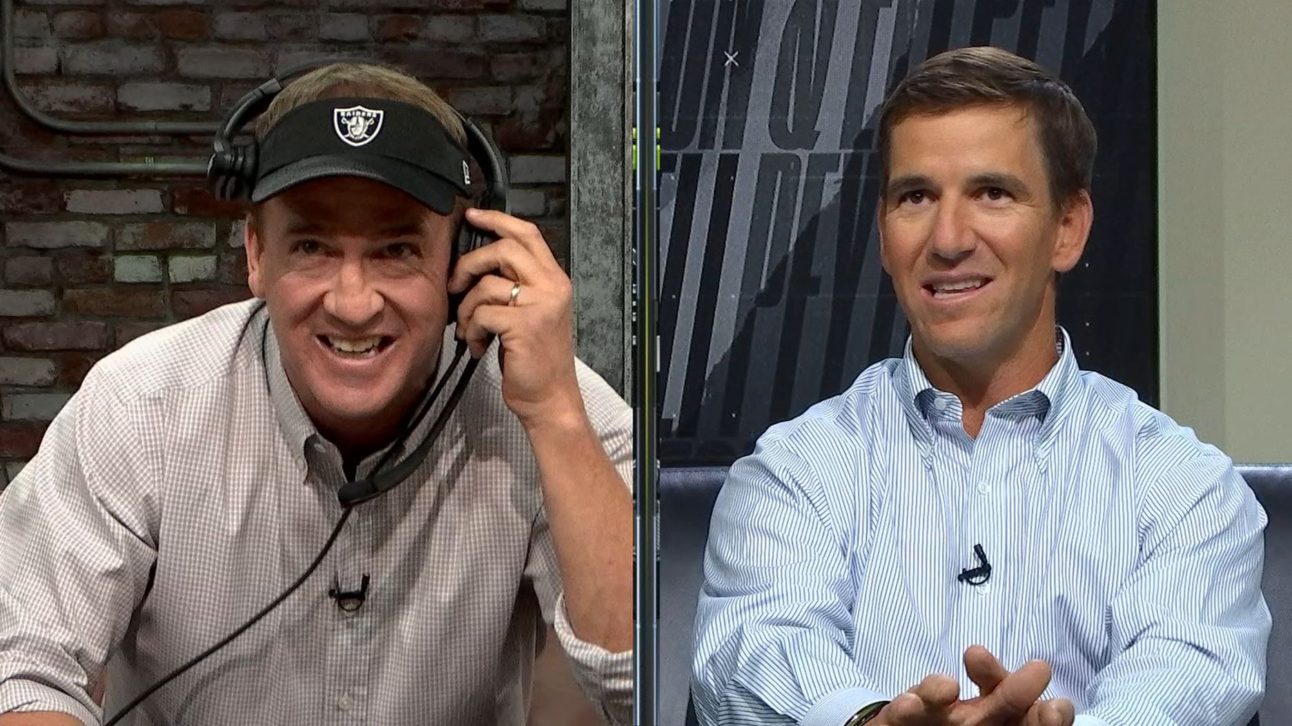 Peyton Manning & Eli Manning wear their new big hats on the