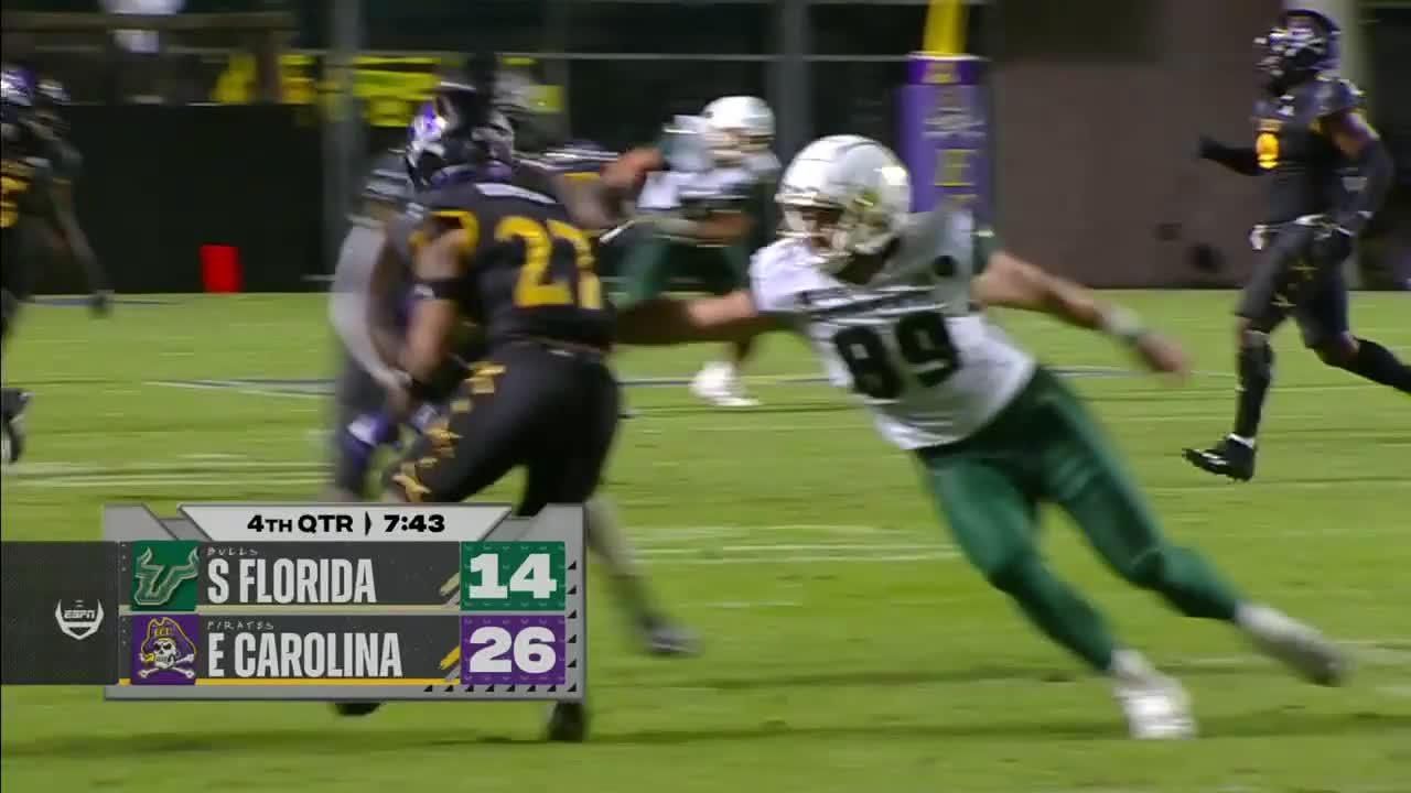 Shawn Dourseau gets the interception vs. South Florida ESPN Video
