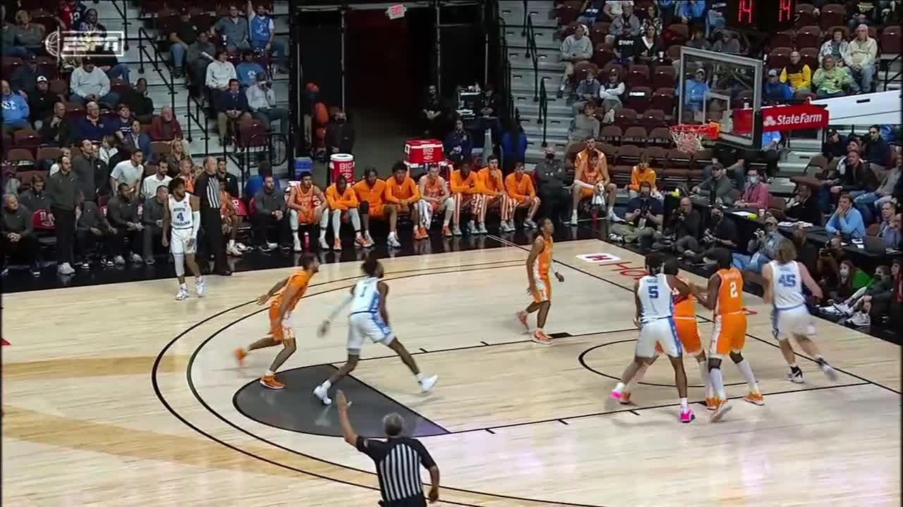 From downtown, Caleb Love hits the long 3 ESPN Video