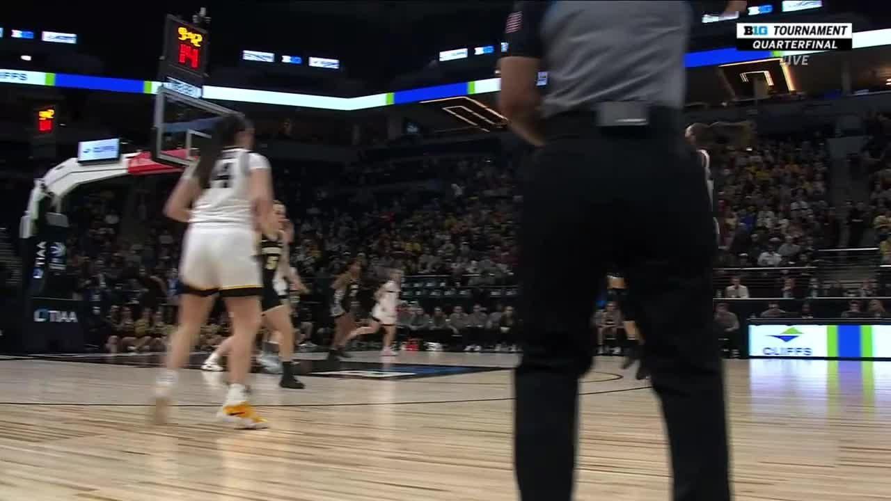 Caitlin clark nails the 3 pointer vs purdue boilermakers espn video