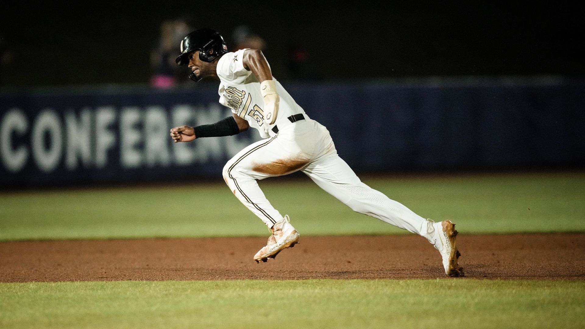 Vanderbilt player Davis Diaz competes during an NCAA baseball game