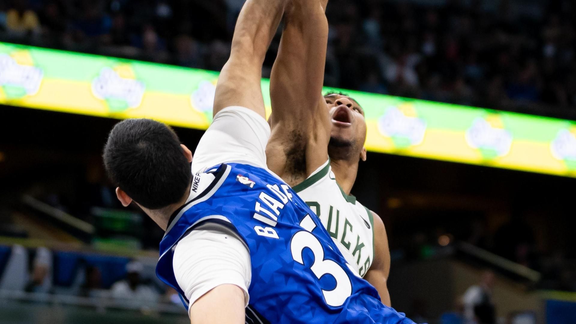 Giannis spins and slams from the free throw line ESPN Video