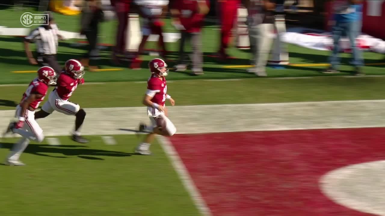 Alabama QB drops the ball before crossing the goal line ESPN Video