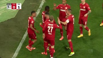 Sehrou Guirassy slots in the goal for VfB Stuttgart