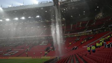 Rain cascades at Old Trafford after Man United's defeat to Arsenal