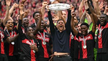 Leverkusen's invincibles lift the Bundesliga trophy