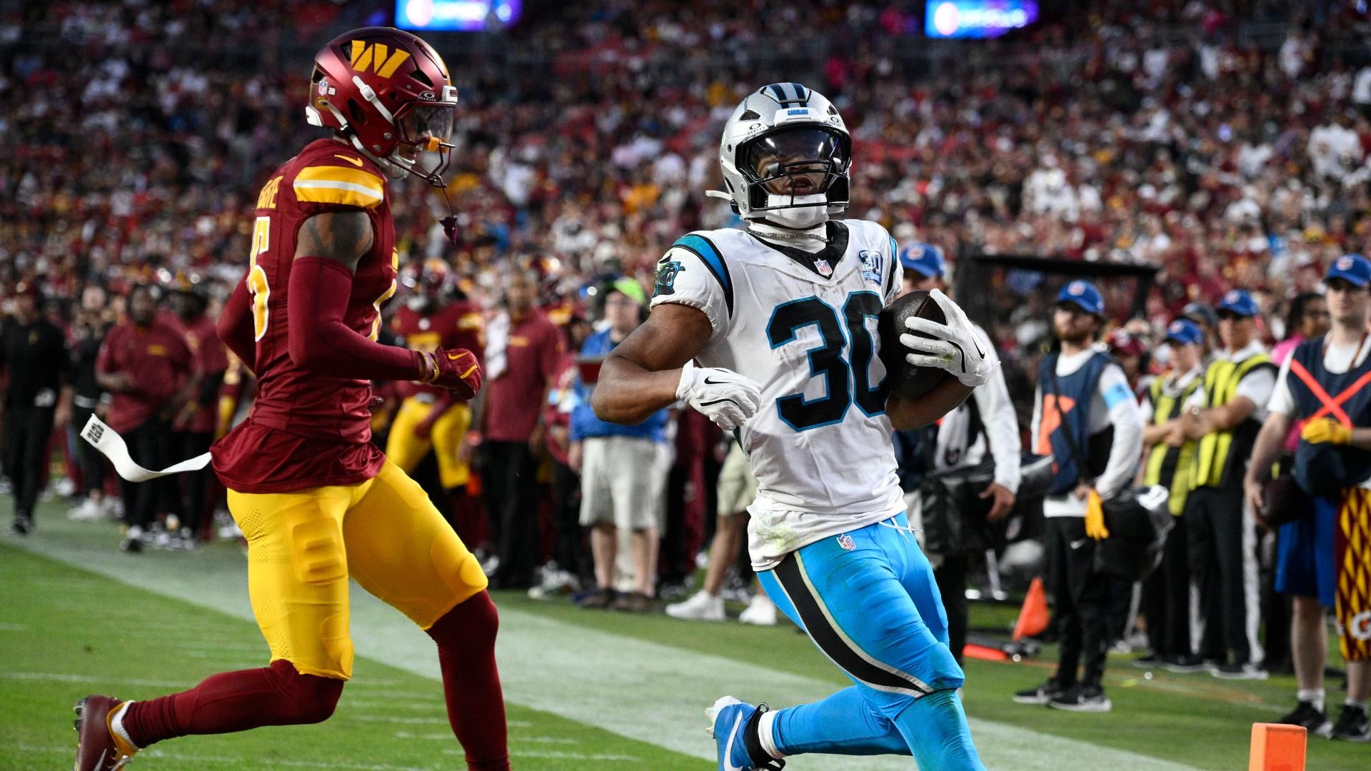 Chubba Hubbard bounces to the outside for Panthers' first score