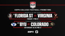 FSU-Virginia and BYU-Colorado set to face off on ESPN in primetime