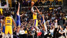 LeBron James has 20 points, 10 assists to lead Luka-less Lakers past Warriors