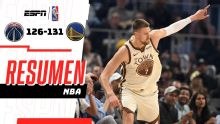 ¡Porzingis y Santos brillan y los Warriors vencen 131-126 a los Wizards!
