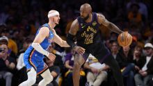 Champion Thunder hold off tenacious Lakers 115-110 in Game 4 for another playoff series sweep