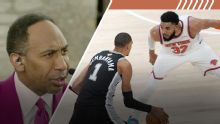 Stephen A.: KAT's defense 'relatively neutralized' Wemby in Game 1