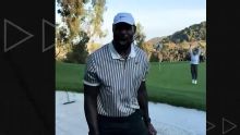 LeBron fired up after sinking tough chip for birdie
