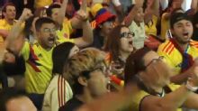 Colombia fans in Bogota celebrate late goal vs. DR Congo
