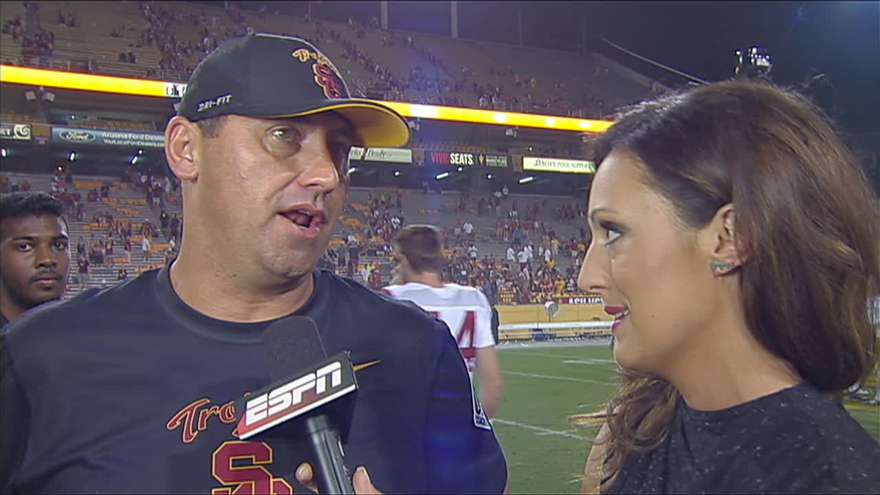 Post game interview with USC HC Steve Sarkisian ESPN Video