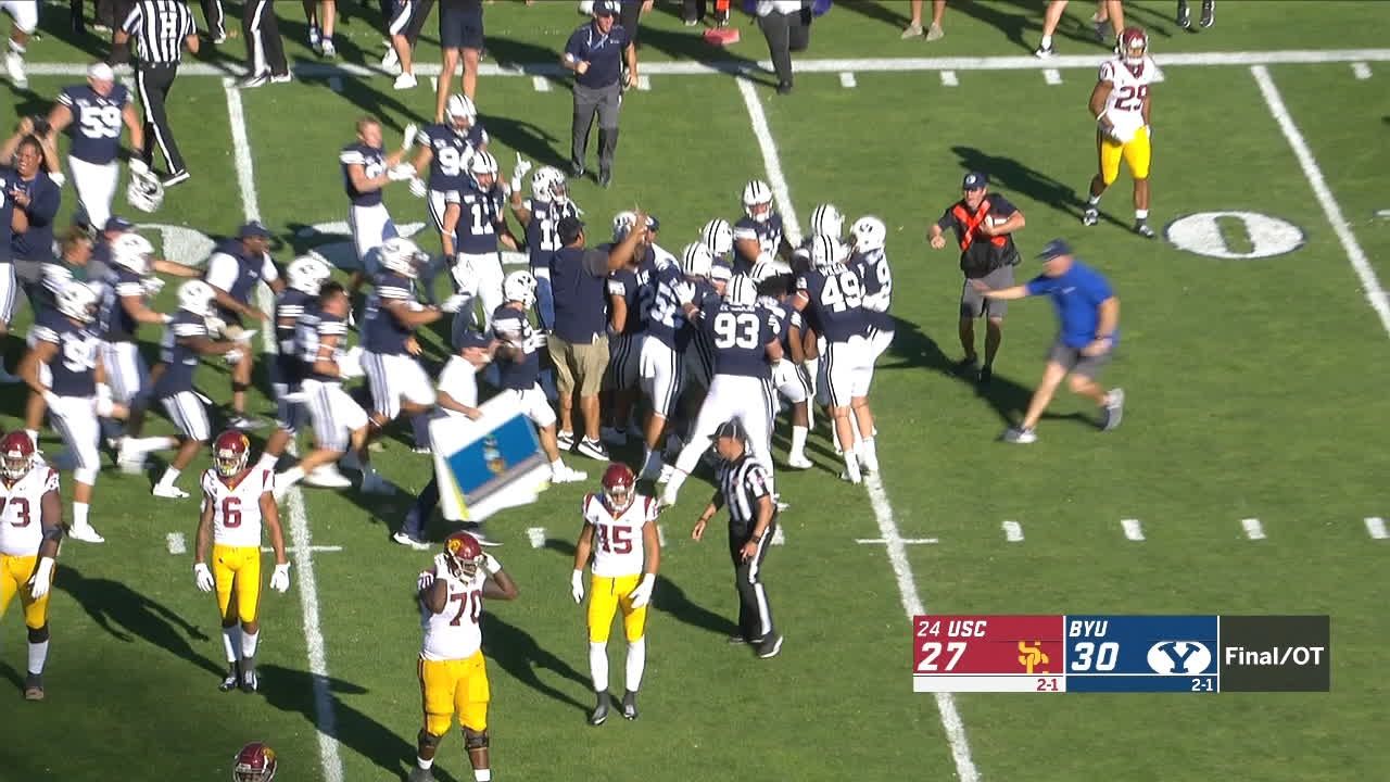 Byu Fans Storm The Field After Game Winning Int Espn Video