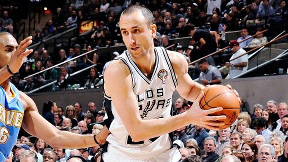 Dunking on pretty much the whole Laker team Manu Ginobili