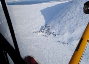 View of Little Diomede village from plane