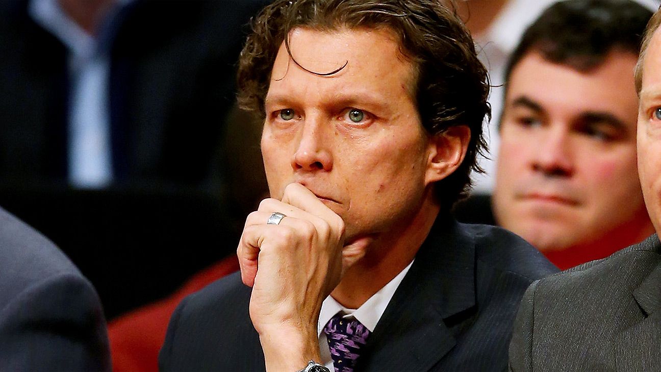 Atlanta Hawks head coach Quin Snyder looks at his notes during the