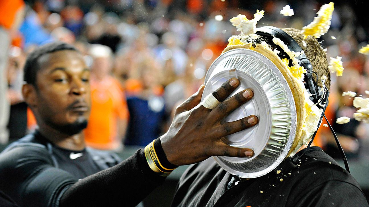 Adam Jones On The End Of The Pie Celebration 